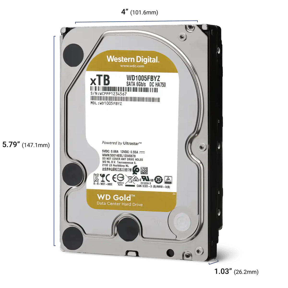 WD GOLD Dimensions- Zoom Image
