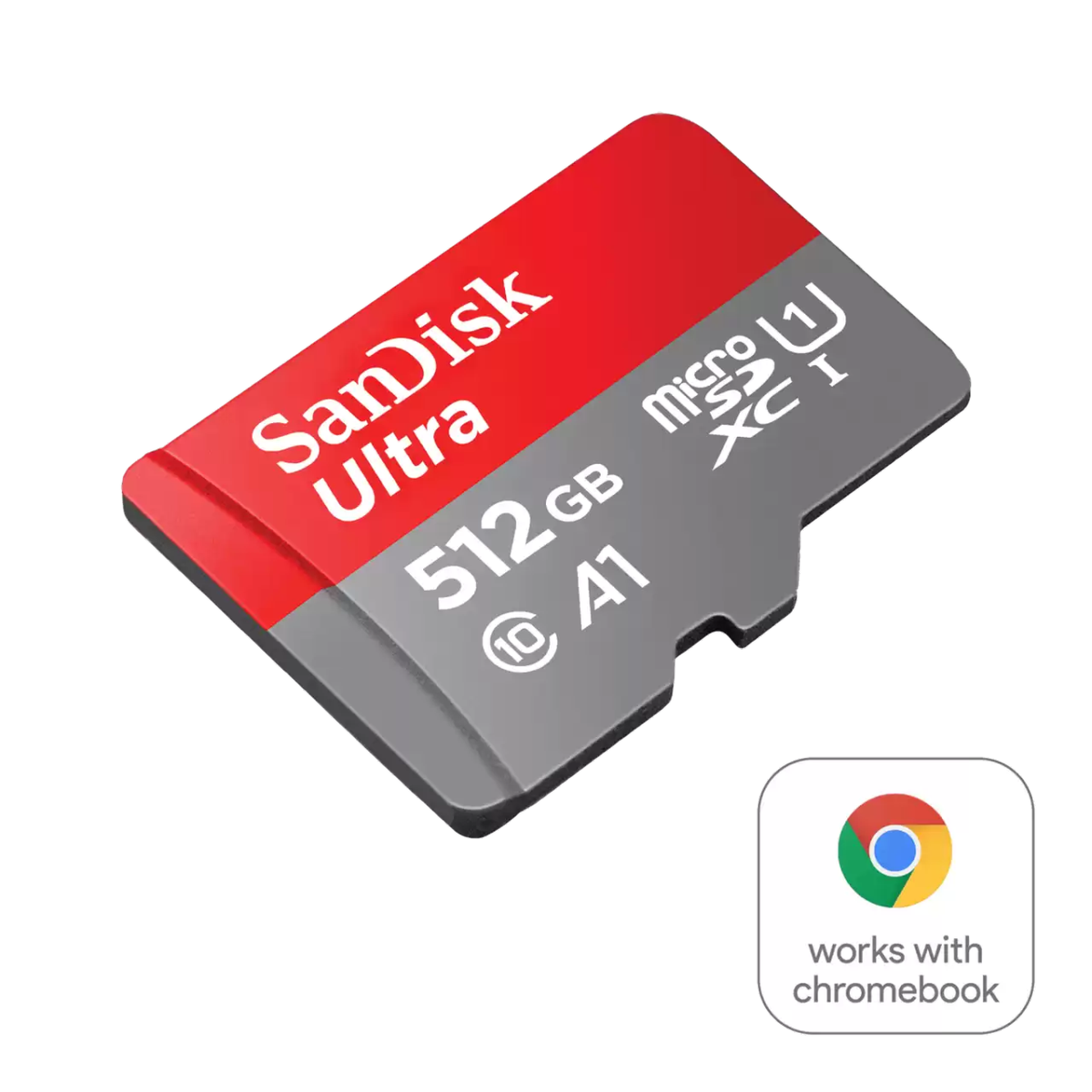 Ultra UHS I Chromebook microSD 512gb Angled- Zoom Image