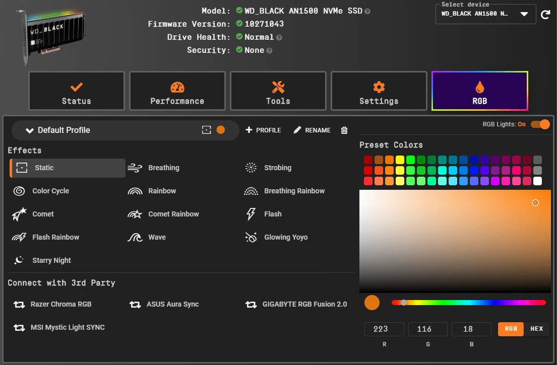 WD_BLACK Dashboard View WD_BLACK Dashboard View