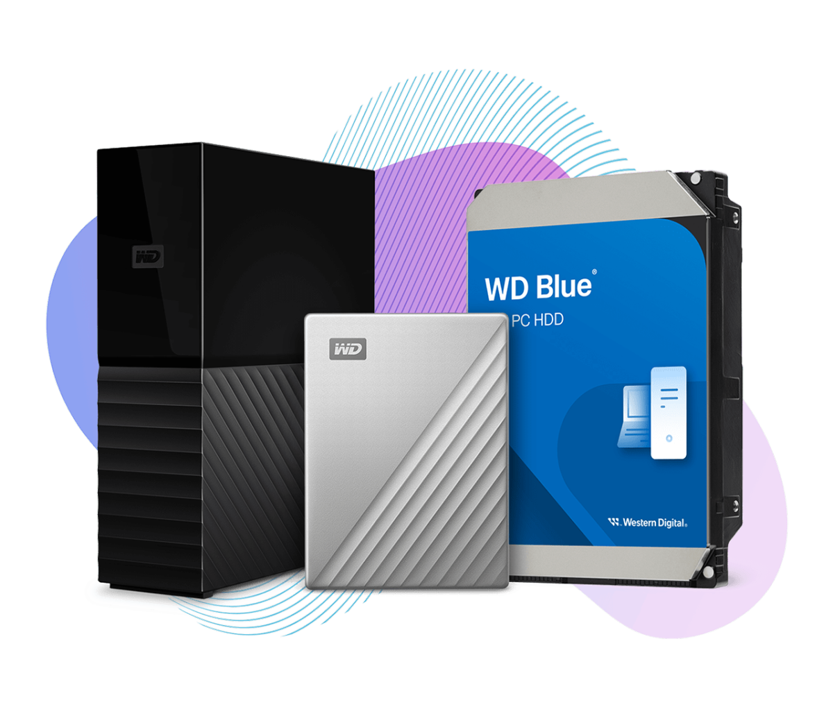 WD Elements, WD My Passport, WD_BLACK SN850 NVMe SSD