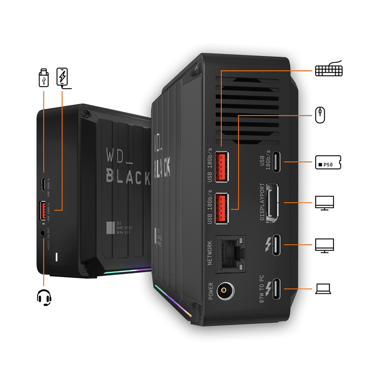 WD Black D50 NVMe Thunderbolt 3 Game Dock Lockup with Icons